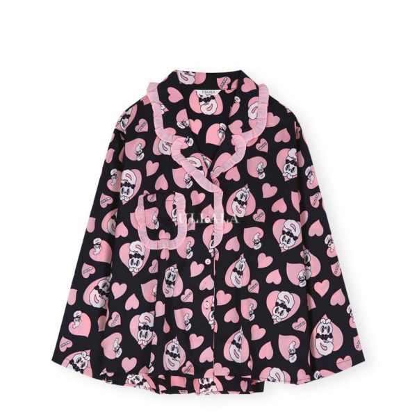 Esther Bunny x Ullala - Chic Bunny Long Sleeve Black Pajamas Set Discount - Image 2
